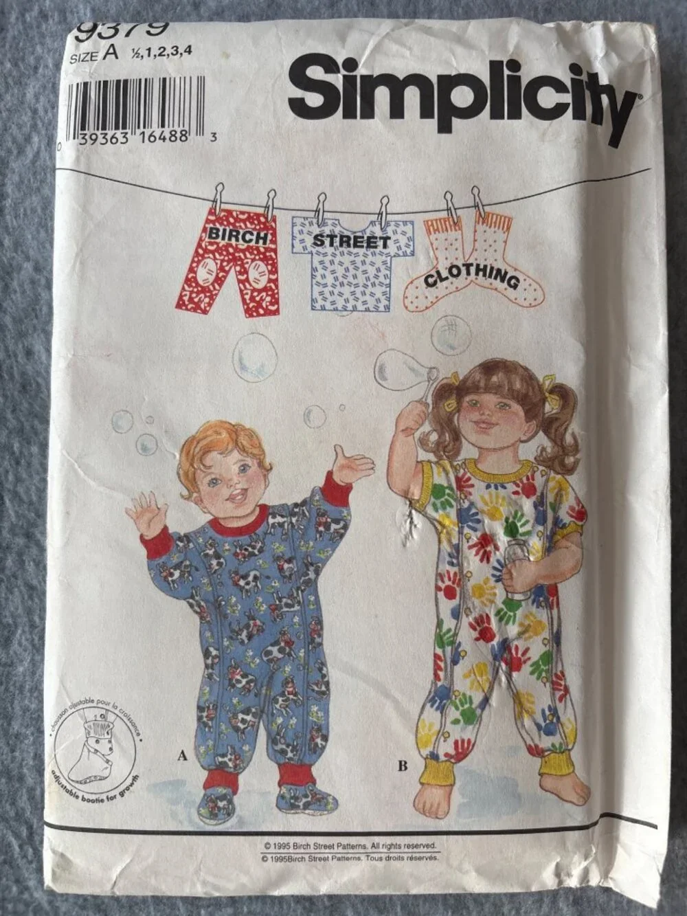 Simplicity 9379 Toddlers Romper Sewing Pattern Pack Size 1/2-4 Uncut 1995